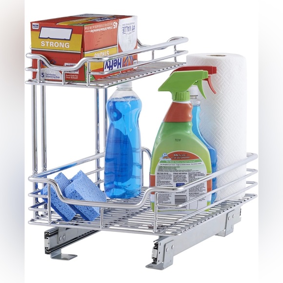 Glidez Under Sink Sliding Organizer | Pull Out Cabinet Shelf | Chrome | 12.5 Inc - Picture 2 of 8